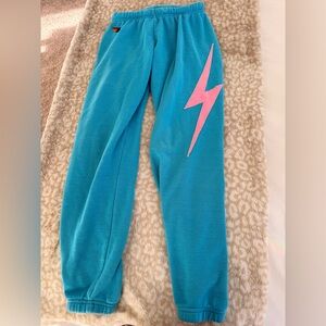 Aviator Nation women’s XS Blue Lightning Bolt Sweatpants - FLAWED